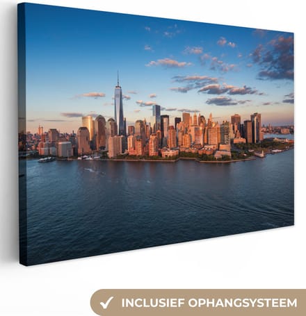 Canvas Schilderij New York - Skyline - Boot - 60x40 cm - Wanddecoratie