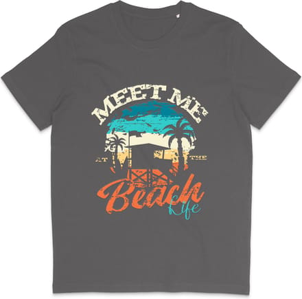 Dames Heren T Shirt - Beach Life - Zomer - Grijs - M