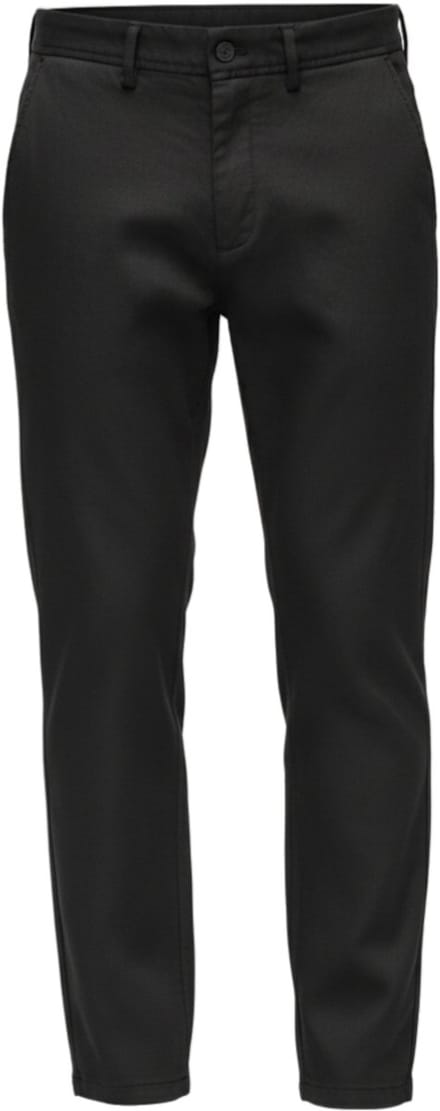 OMBRE Broek - Slim Fit - Katoen - Knopen Zwart M