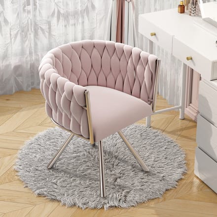 REDOM - Kaptafelstoel - 360° Draaibaar - Ergonomische Rugleuning - Modern - Fluweel - Roze