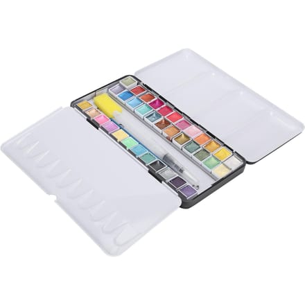 Pearly Lustre aquarelverf, draagbare, heldere aquarelpigmentset met doos, 36 kleuren white