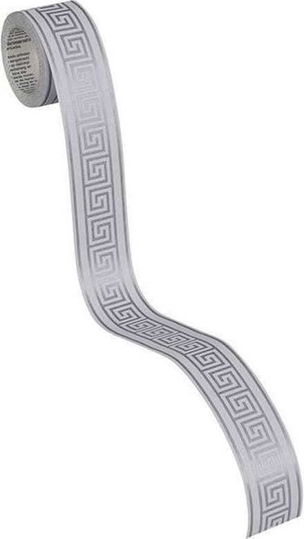 GRIEKSE SLEUTEL BEHANGRAND | Zelfklevend - grijs metallic - A.S. Création Only Borders 11