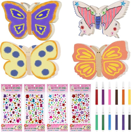Knutselset Vlinders - Creatieve Kit - Kinderen Knutselen - 56 Delige Set - 30x22x4 cm