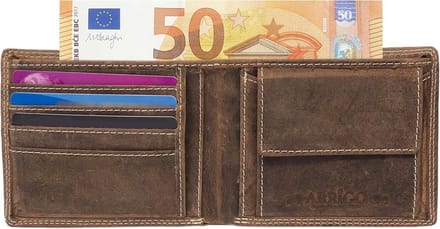 Portemonnee Heren • Portefeuille Heren • RFID • Leer • Buffelleer • Cognac