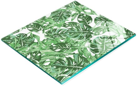 Keukenplank van gehard glas met decoratief bladmotief, 60x52 cm