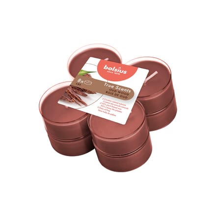 Bolsius Maxi Waxinelichtjes True Scents Oud Wood 8 Stuks