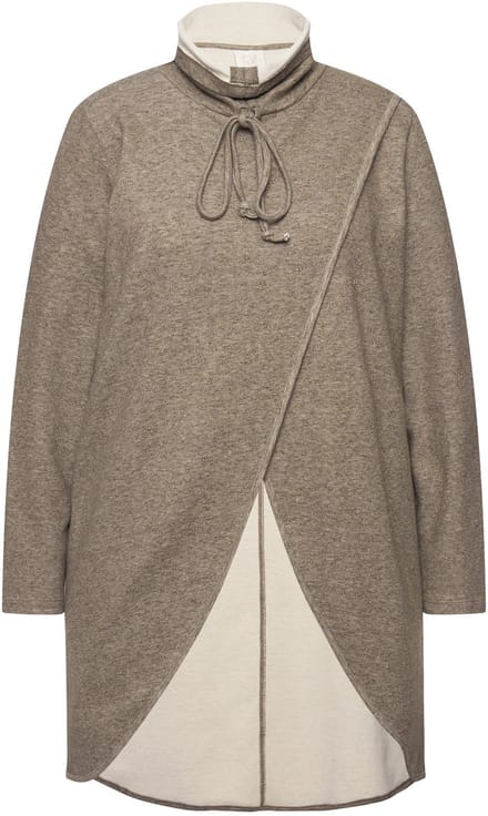 Ulla Popken - Dames - Lang sweatshirt opstaande kraag lange mouwen - Steengrijs - Maat 46+