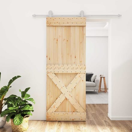 vidaXL - Schuifdeur - 80 - x - 210 - cm - Massief - Pine - Hout - (Onbehandeld)