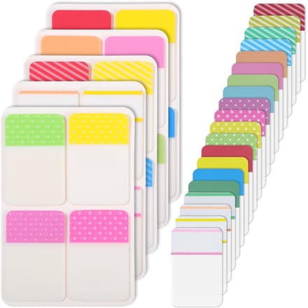 Dailygoods- Hechttabs 400 Stuks - Zelfklevende Index Tabs - Transparante Hechttabs - Kleurcodering - Schrijfbaar - 4 x 2,5 cm - Indextabs
