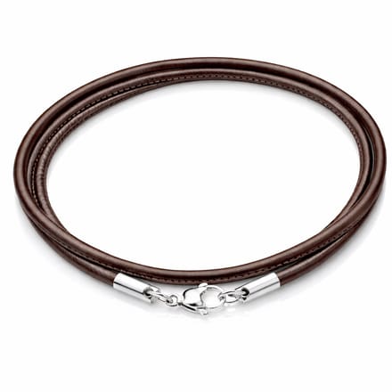 LGT Jewels leren koord ketting bruin 2mm-70cm