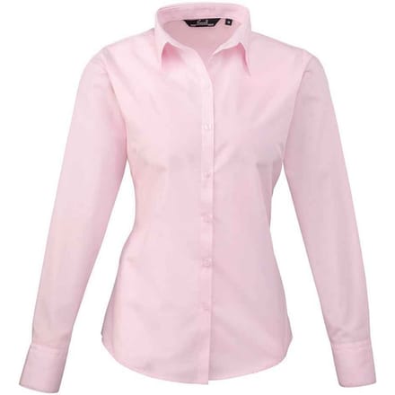 Premier Dames/Dames Popeline Blouse met Lange Mouwen (Roze)