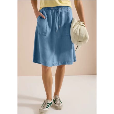 Midi-rok met denimlook zakken