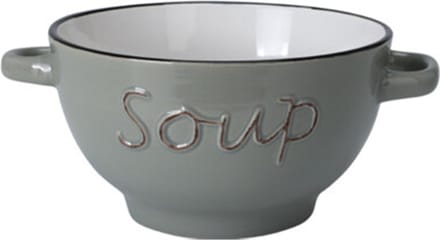 Excellent Houseware soepkom gres - lichtgrijs - porselein - D14 cm - serveer/snackschaaltje