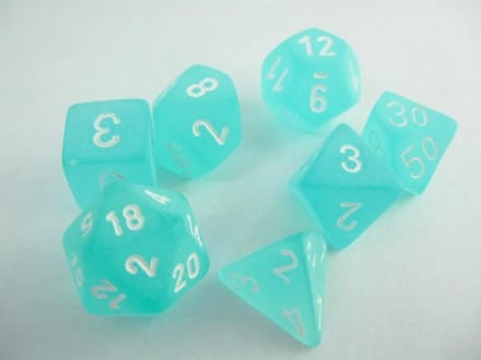 Chessex Frosted Teal/white Polydice Dobbelsteen Set (7 stuks)