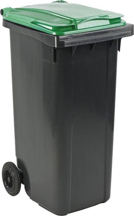 Afvalcontainer 140 liter grijs met groen deksel