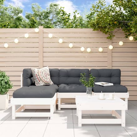vidaXL - 5-delige - Loungeset - massief - grenenhout - wit