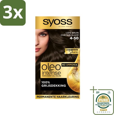 Syoss Oleo Intense - Haarverf - 4-50 - Ijzig Bruin - 115ml x 3