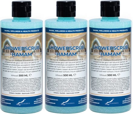 Showerscrub Hamam 500 ml - set van 3 stuks - verfrissende scrubgel - exfoliërende bodyscrub