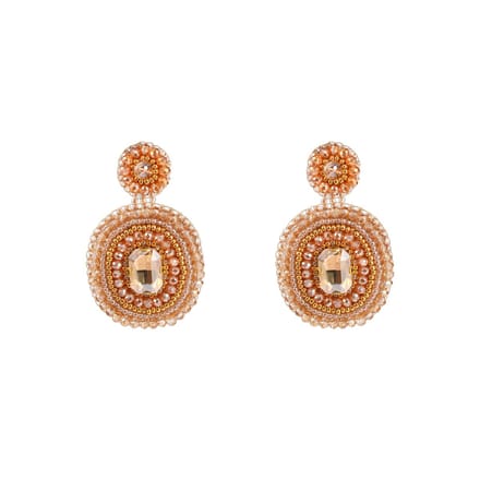 Go Dutch Label Oorknoppen Big Stone Square Drop Champagne Rose