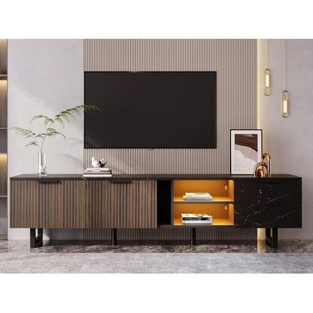 ModernLuxe TV-meubel L 200cm met LED - 2 deuren & 2 lades - Bruin