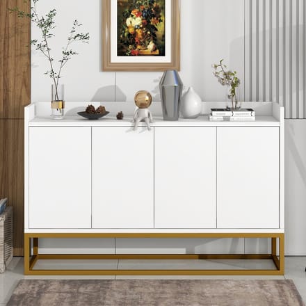 REDOM - Dressoir - 4-Deurs Greeploos - Minimalistisch - Voor Woonkamer - Spaanplaat En MDF - Wit - 120 X 30 X 80 Cm