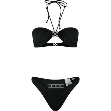 Off White Dames/Dames Arrow Logo Bikini Top Set (Zwart)