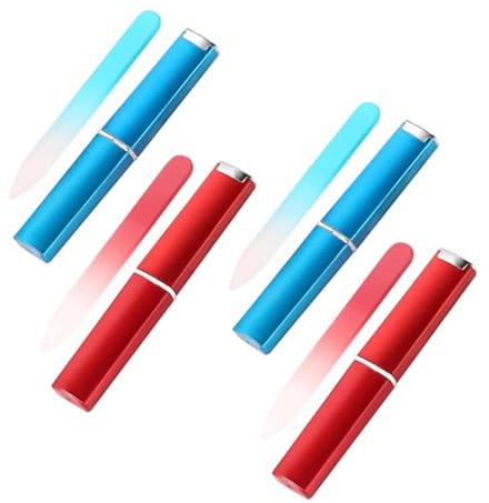 Set van 4 mini glazen nagelvijlen met etui voor professioneel gebruik