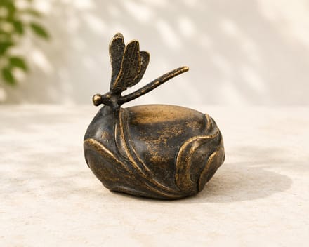 Bronzen urn - mini urn met libelle - Bronzartes - 7 cm hoog