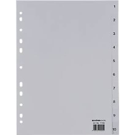 Schäfer Shop Select mappenindex, voor DIN A4, numeriek, 10 vakken, polypropeen, grijs