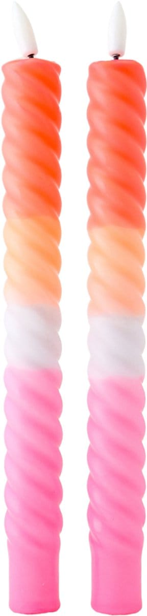 LED Dinerkaarsen Kleurrijk Multicolor Gedraaid - Set van 2 - Incl. Batterij - Aifcandles