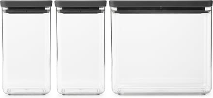 Brabantia Tasty+ Voorraadbussen - Stapelbaar - 1,6 + 1,6 + 3,5 l - Dark Grey