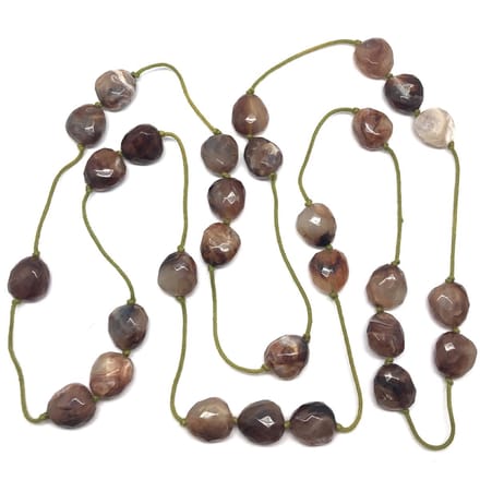 Behave - Groen stenen ketting met bruin textuur - Nikkelvrij - 120 cm