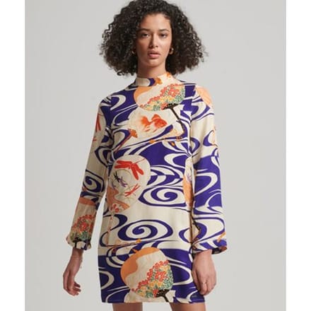 Superdry Mini-jurk met Print en Lange Mouwen Multi Grootte: 36