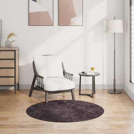 vidaXL - Vloerkleed - wasbaar - ø120 - cm - antracietkleurig