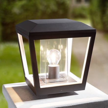 Lucande - Sokkellamp - 1licht - Gegoten aluminium, polycarbonaat - H: 26 cm - E27 - donkergrijs