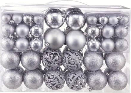 Nivard Kerstballen - Kerstversiering - Plastic - Zilver - Kerstballenset - 100 stuks