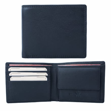 Houtkamp Leren Heren Portemonnee – Compacte Portemonnee voor Mannen - Echt Leer – Blauw