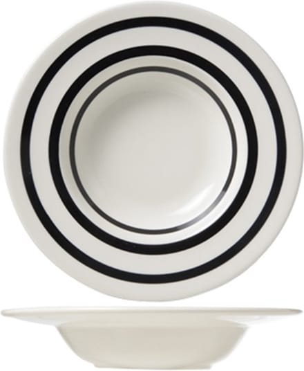 Cosy & Trendy Black Bands Diep bord Ø24cm - Set van 2 stuks - Wit/Zwart