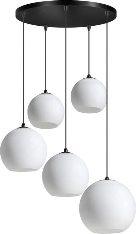 ETH Hanglamp Orb 5x E27 (2x20-2x25-1x30cm) opaal glas