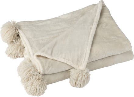 J-Line plaid Pompon - polyester - beige/menthe - 170 x 130 cm