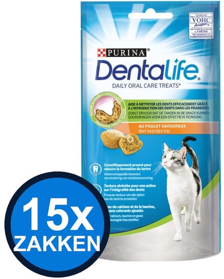 15x Dentalife - Kattensnack Kip - Kattenvoer Snacks - 40 g