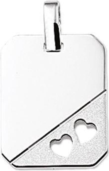 Zilver Gerhodineerd Graveerhanger gestanste hartjes - 1323333