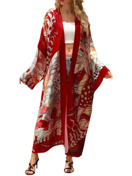 Bovista Badjas Dames - Kimono - Kamerjas - Ochtendjas - Pyama - Plus Size - Rood