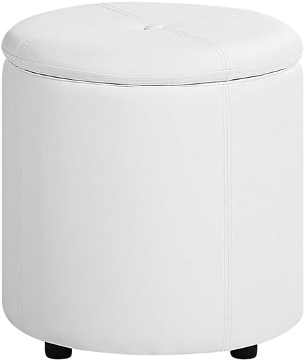 MARYLAND - Poef - Wit - 38 cm - Kunstleer