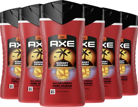 AXE 3-in-1 Douchegel - Sunset Fresh - 6 x 250 ml - Voordeelverpakking