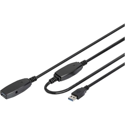 Digitus DA-73107 USB-kabel USB 3.2 Gen1 USB-A stekker, USB-A bus 20.00 m Zwart Afgeschermd, Afgeschermd (dubbel)