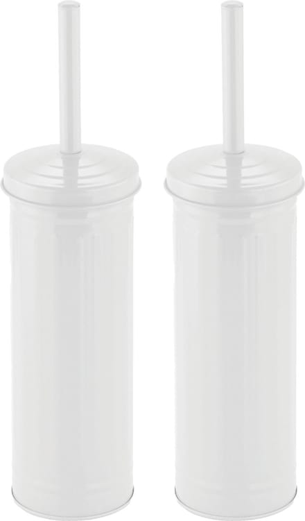 MSV Industrial Toilet/wc-borstel houder - 2x - metaal - wit - 38 cm