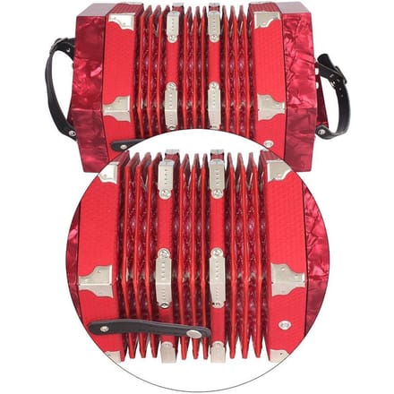 Concertina-accordeon, Anglo-stijl met 20 knoppen en 40 rieten, met draagtas red