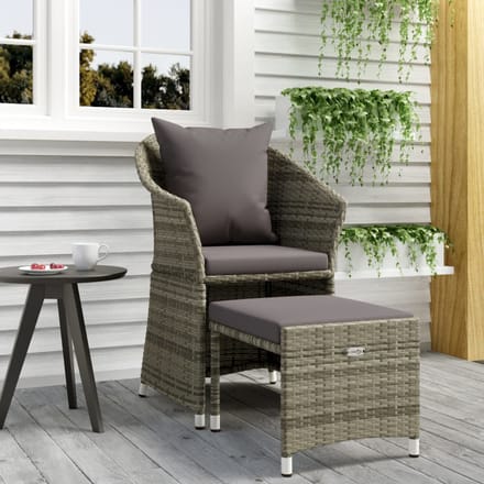 vidaXL - 2-delige - Loungeset - met - kussens - poly - rattan - grijs