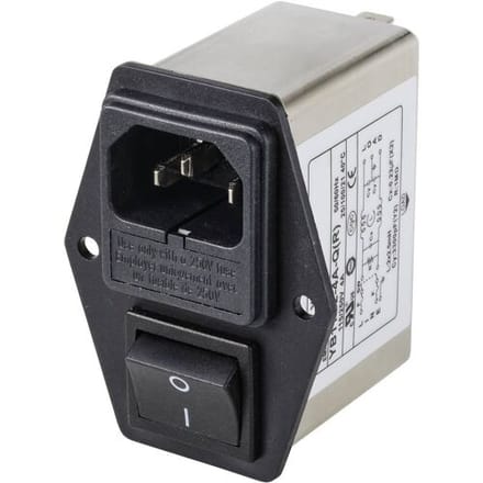 TRU COMPONENTS TC-10101524 Netfilter Met IEC-connector, Met schakelaar 250 V/AC 4 A 1.2 mH 1 stuk(s)